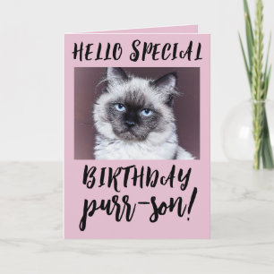 BIRTHDAY CAT SIAMESE PERSIAN GREETING CARD