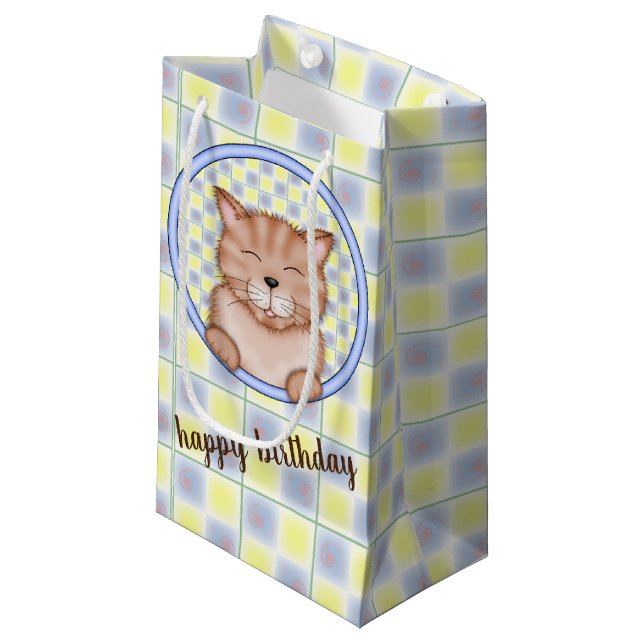 birthday cat small gift bag (Front Angled)