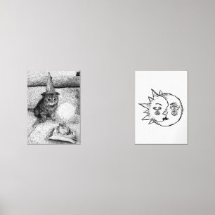 Birthday Cat & Sun and Moon Wall Art Sets