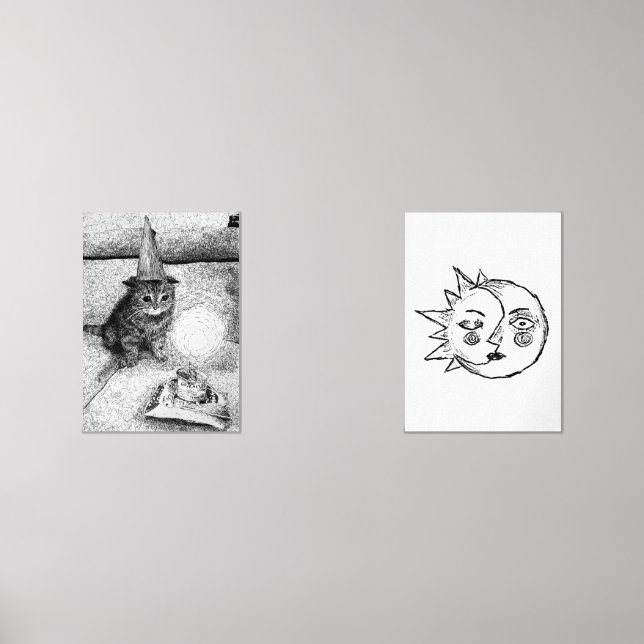 Birthday Cat & Sun and Moon Wall Art Sets (Front)