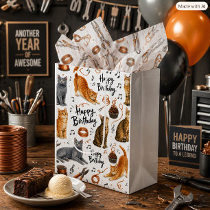 Birthday Cats with Copper Wire Tools Men’s Medium Gift Bag