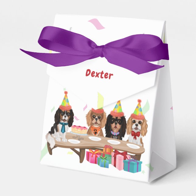 Birthday Cavalier King Charles Spaniel   Favor Boxes (Front Side)