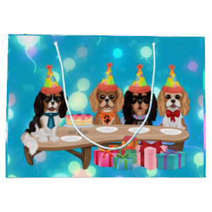 Birthday Cavalier King Charles Spaniel Large Gift Bag