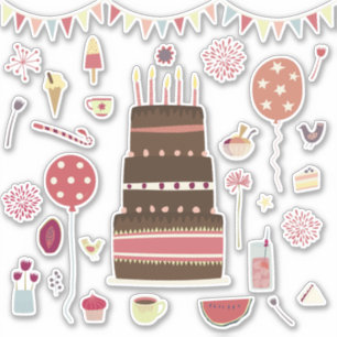 Birthday Celebration and Cake Party Sticker