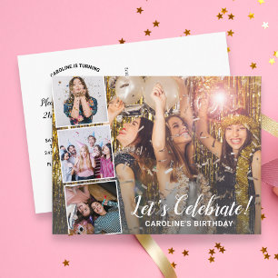 Birthday Celebration Any Year Modern Photo Collage Postcard