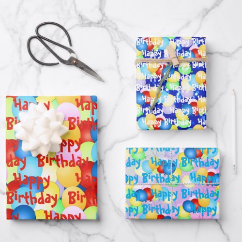 Birthday Celebration Balloons Wrapping Paper Sheets