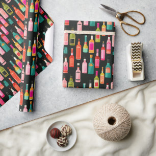 Birthday Celebration Booze Bottle Wrapping Paper