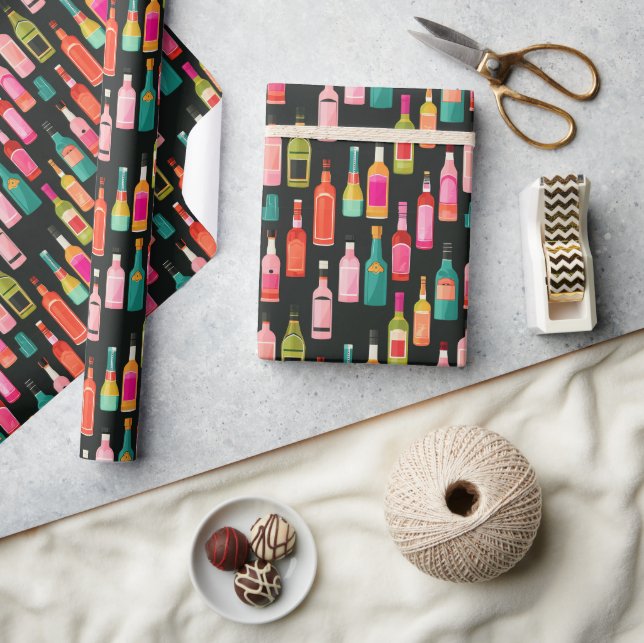 Birthday Celebration Booze Bottle Wrapping Paper (Crafts)