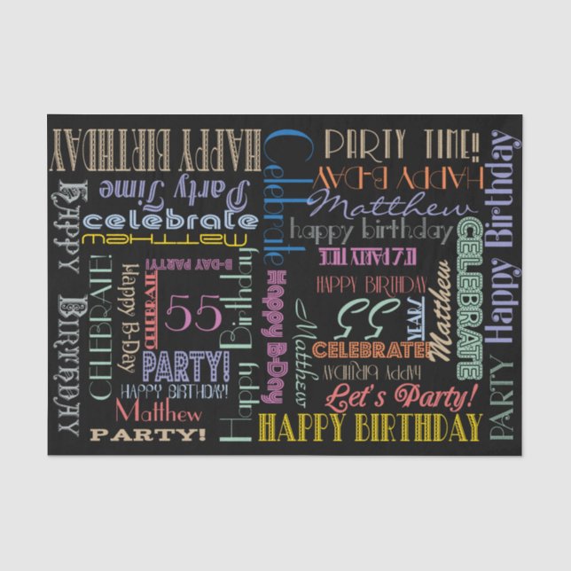 Birthday Celebration! Fontography NAME and AGE Tissue Paper (Front)