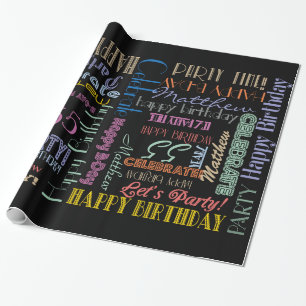Birthday Celebration! Fontography  NAME and AGE Wrapping Paper