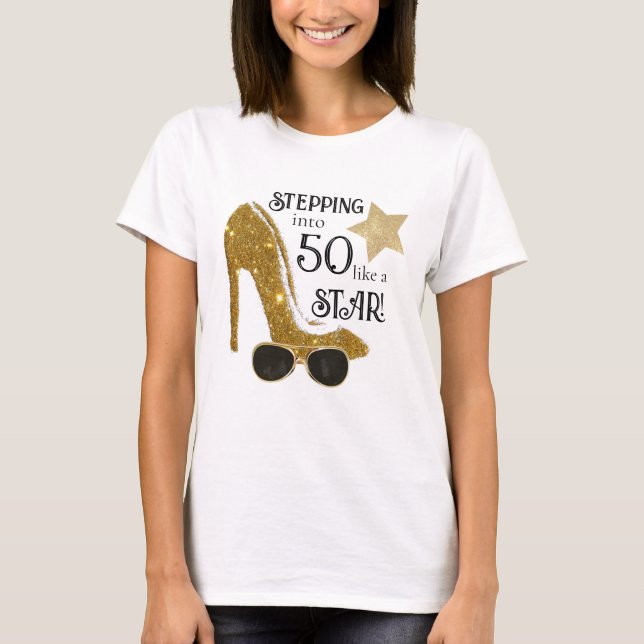 Birthday Celebration Gold & Black Personalized T-Shirt (Front)