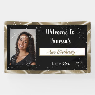 Birthday Celebration Gold Satin, Sparkles Banner