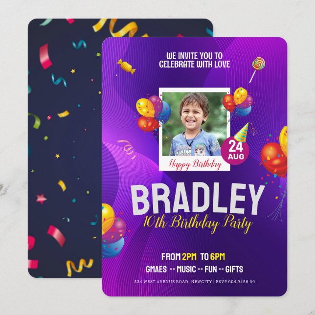 Birthday Celebration Party Invitation Template (Front/Back)