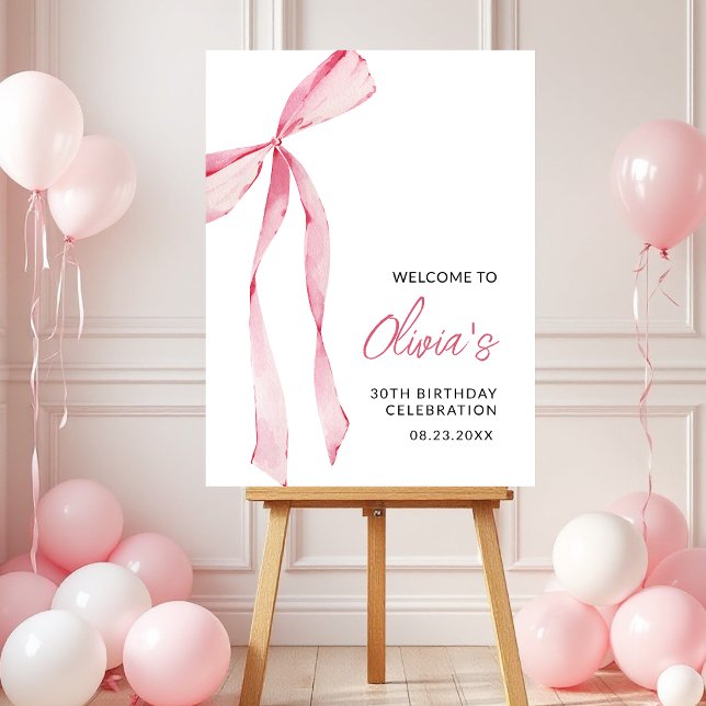 Birthday Celebration Pink Bow Ribbon Script Foam Board (Creator Uploaded)
