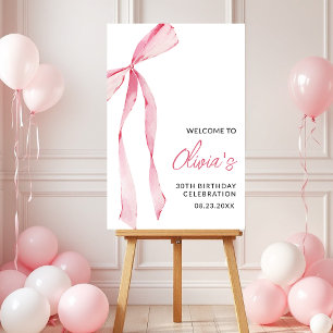 Birthday Celebration Pink Bow Ribbon Script Foam Board