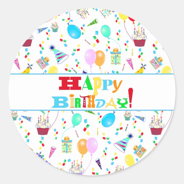 Birthday Celebration  Scavenger Hunt Party Classic Round Sticker (Front)