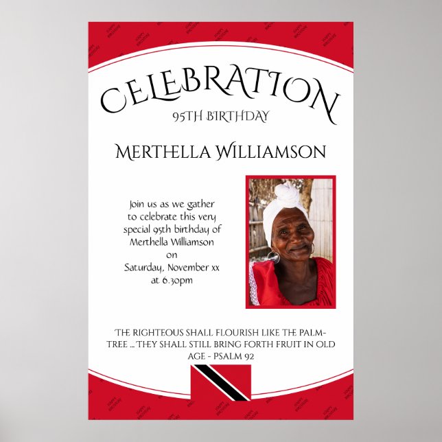 BIRTHDAY CELEBRATION Trinidad Flag with Photo Poster (Front)