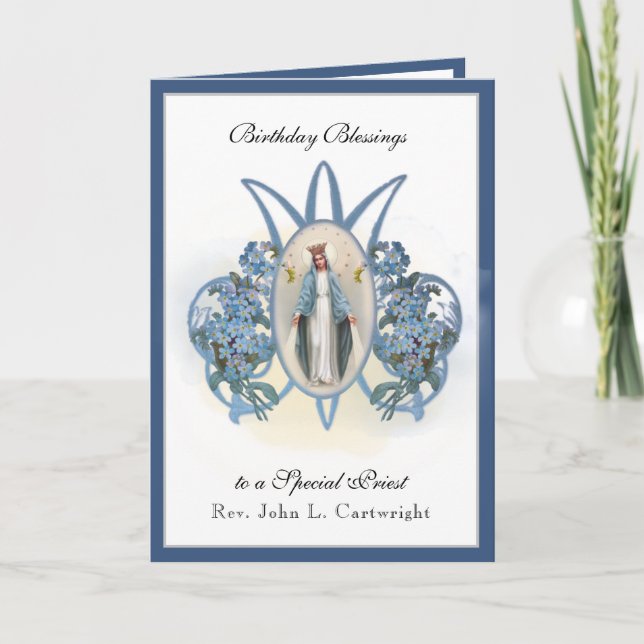 Birthday Celebration Virgin Mary Elegant Religious Card (Front)