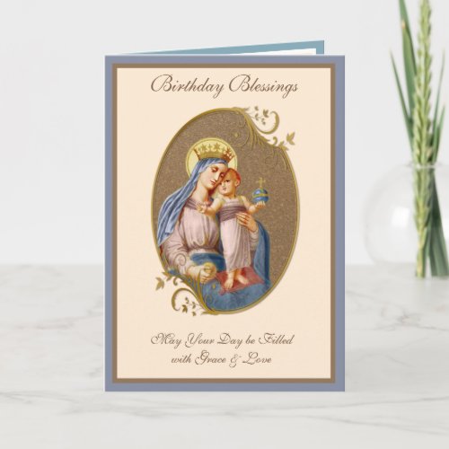 Birthday Celebration Virgin Mary Jesus Religious  Card