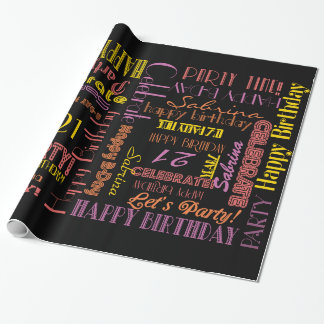 Birthday Celebration! Warm Custom NAME and AGE Wrapping Paper
