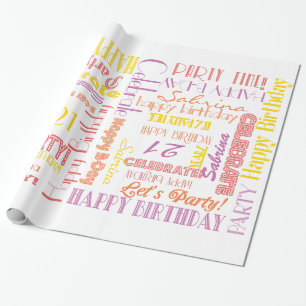 Birthday Celebration! Warm Custom NAME and AGE Wrapping Paper