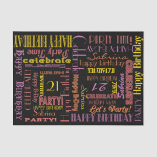 Birthday Celebration! Warm Pastels NAME and AGE Tissue Paper
