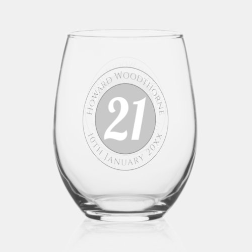 Birthday Celebration with Name Age  Birthday Stemless Wine Glass