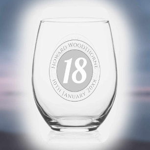 Birthday Celebration with Name, Age, & Birthday Stemless Wine Glass