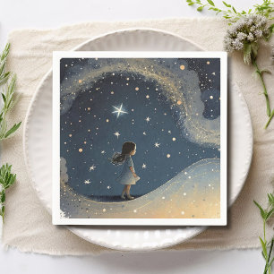 Birthday Celestial Star Watercolor Girl Modern Napkins