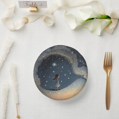 Birthday Celestial Star Watercolor Girl Modern Paper Bowls