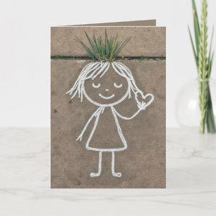 Birthday Chalk Art Girl With a Heart Card