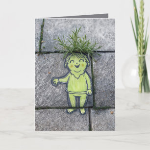 Birthday Chalk Doodle Street Art of a Happy Woman Card