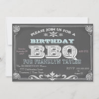 Birthday Chalkboard BBQ Invitation