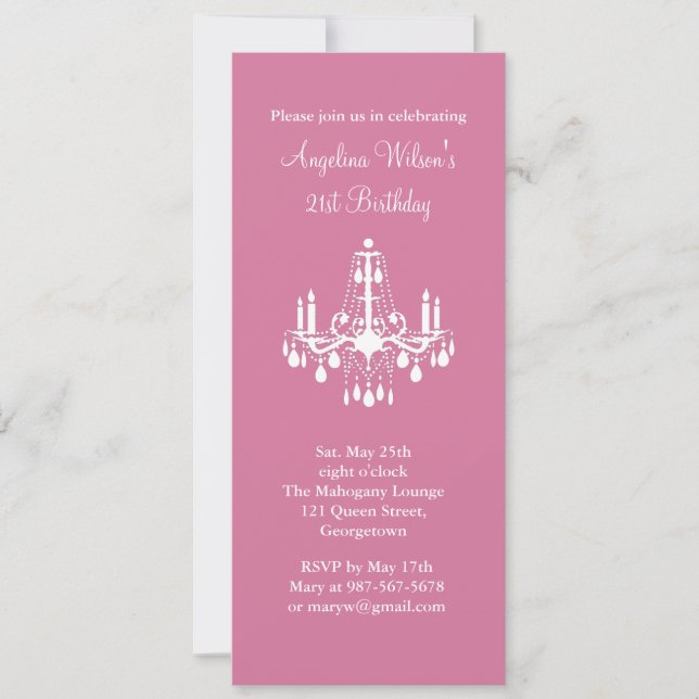 Birthday Chandelier (fuchsia) Invitation (Front)