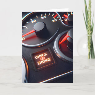 Birthday Check Engine Light Humor Card