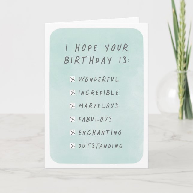 Birthday Checklist Greeting Card (Front)