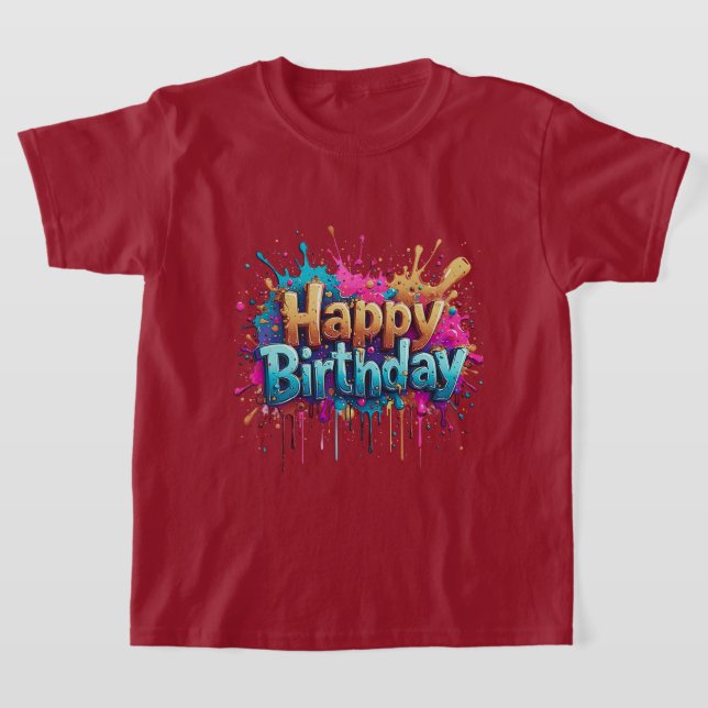 Birthday Cheer – Colorful Happy Birthday T-Shirts (Laydown)