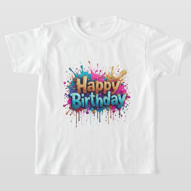 Birthday Cheer – Colorful Happy Birthday T-Shirts (Laydown)