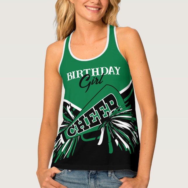 Birthday Cheer - Green, White & Black Tank Top (Front)