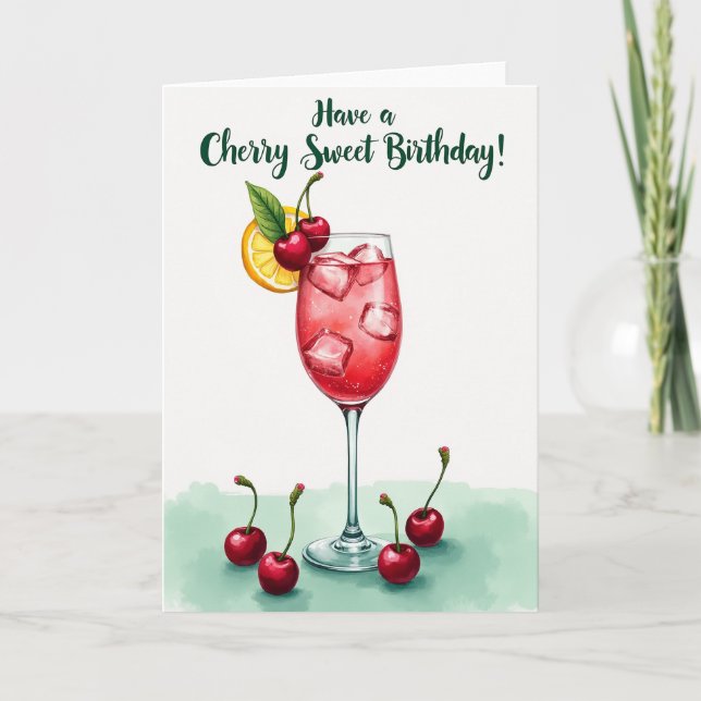 Birthday Cheer Ruby Drink Card (Front)