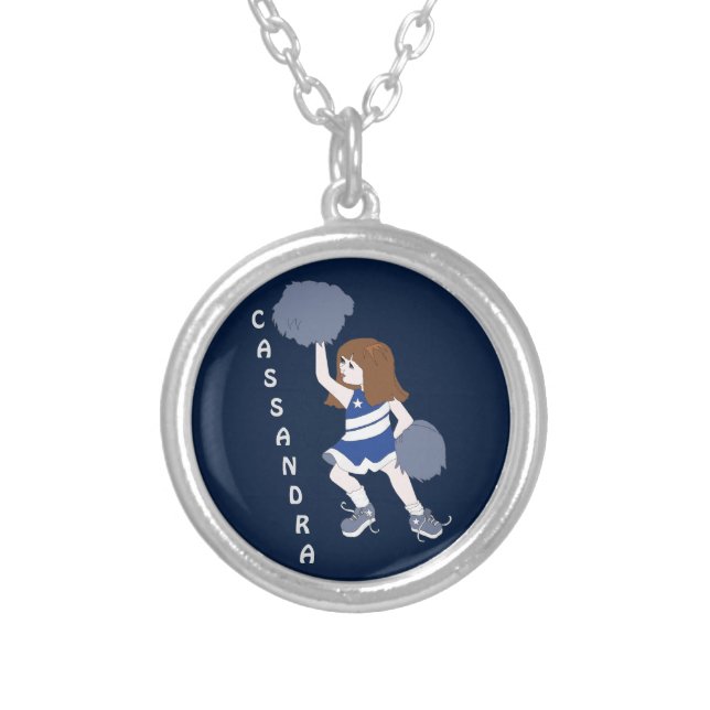 Birthday Cheerleader Silver Plated Necklace (Front)