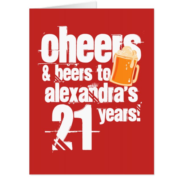 Birthday Cheers and Beers Personalized Card (Front)