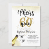 Birthday CHEERS TO # YEARS Black Gold Script Invitation (Front)