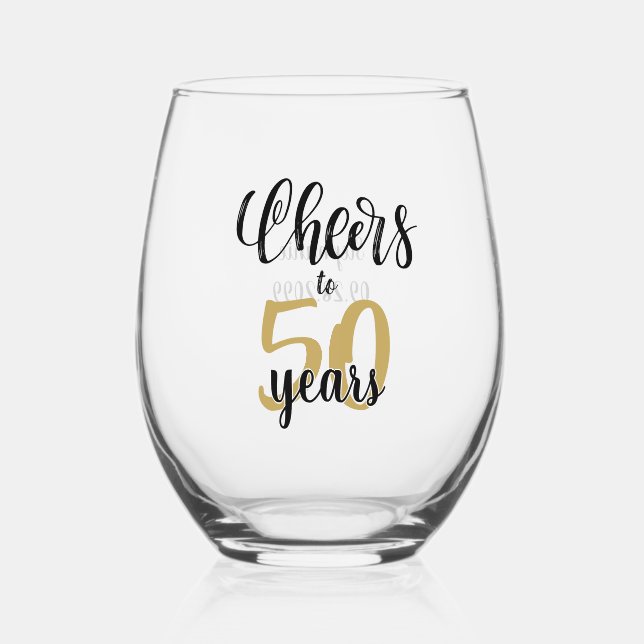Birthday Cheers to # Years Personalized Custom Stemless Wine Glass (Front)