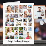 Birthday CHEERS TO YEARS Photo Collage Black Gold Card<br><div class="desc">Celebrate any age birthday with BIG memories on a BIG photo collage greeting card utilizing this easy-to-upload template with 32 pictures on the cover and 2 pictures inside (total of 34 images). The design features a black and gold modern calligraphy script title design that says CHEERS TO # YEARS (shown...</div>
