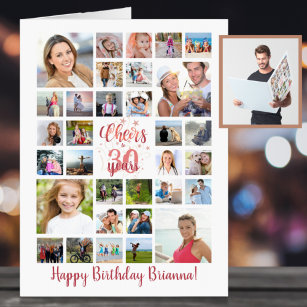Birthday CHEERS TO YEARS Photo Collage Rose Gold Card
