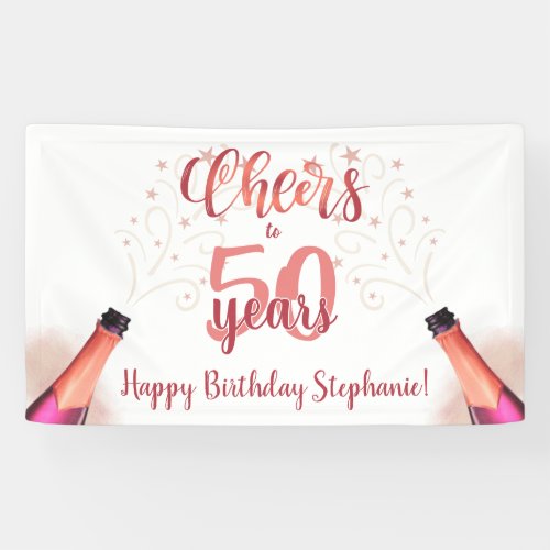 Birthday CHEERS TO  YEARS Rose Gold Script Banner