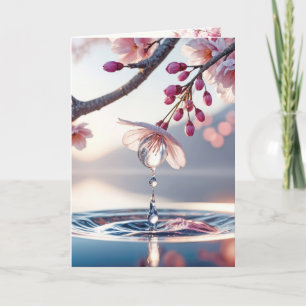 Birthday Cherry Blossom Branch With Dewdrops Card