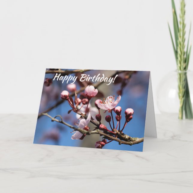 Birthday Cherry Blossoms Card (Front)