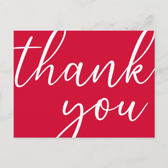 Birthday Cherry Red Modern Script Thank You Postcard (Front)